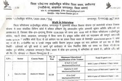 DPLC Bastar Trainer Vacancy 2025