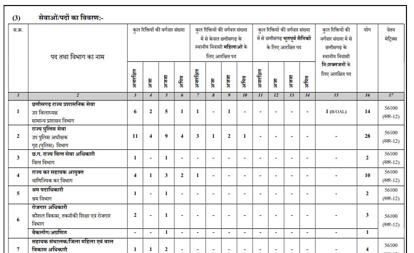 CG PSC State Service Recruitment 2025